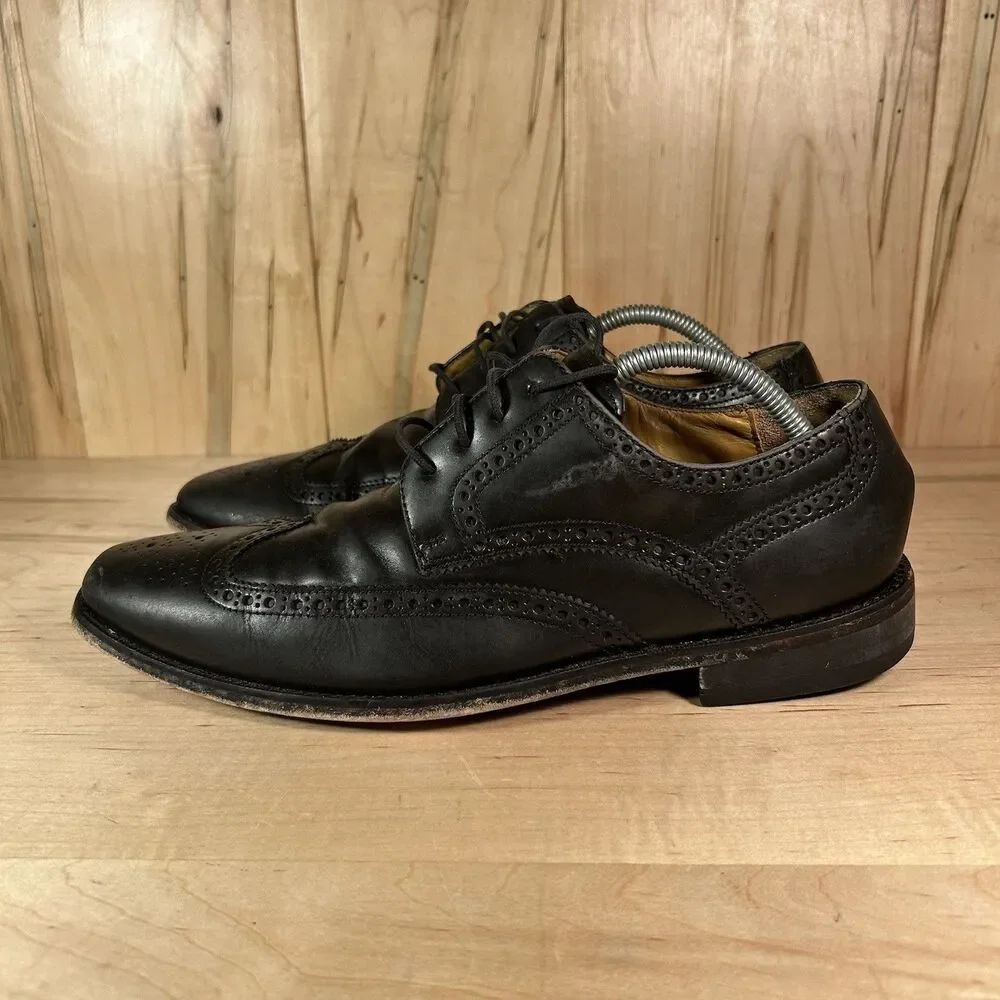 Cole Haan Grand Wingtip Black Leather Oxford Shoes Men Size 10.5 M